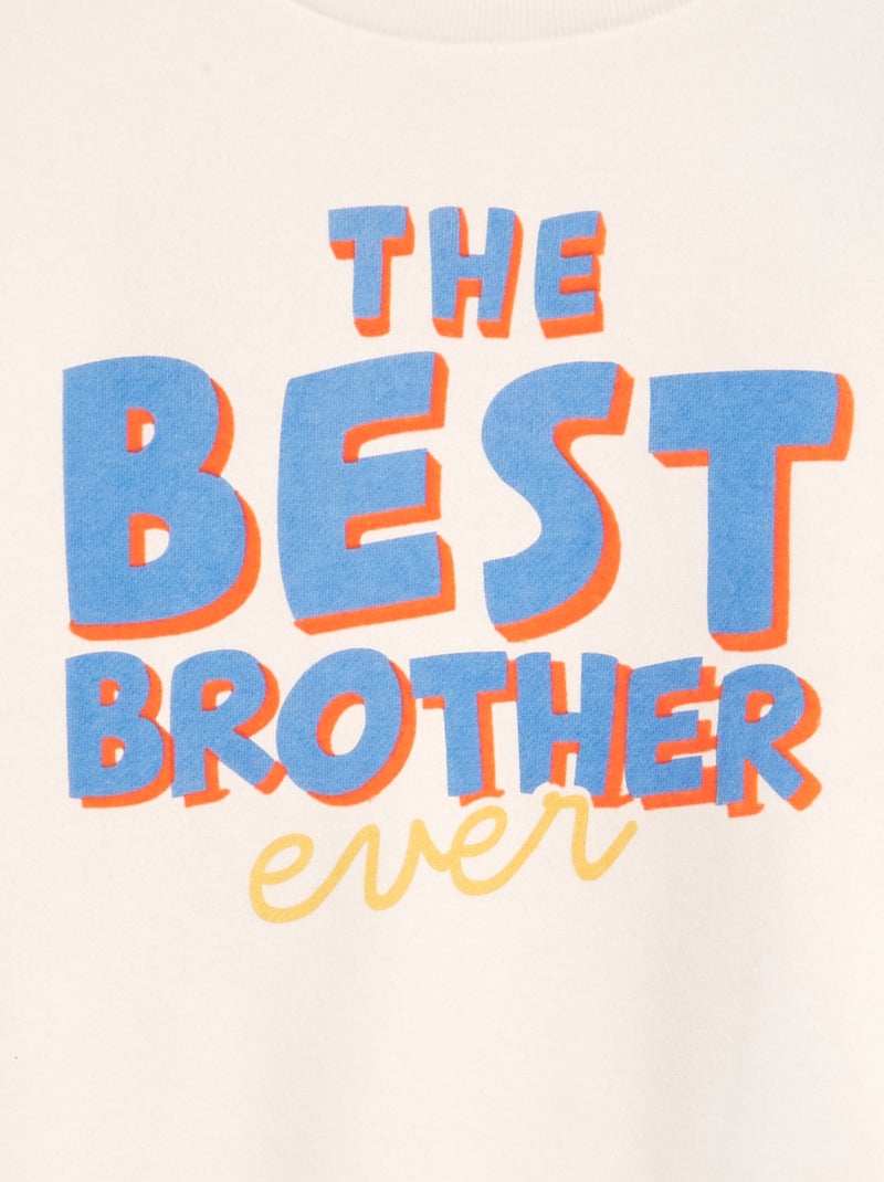 Sweat en molleton imprimé - Frère et sœur Blanc - Kiabi