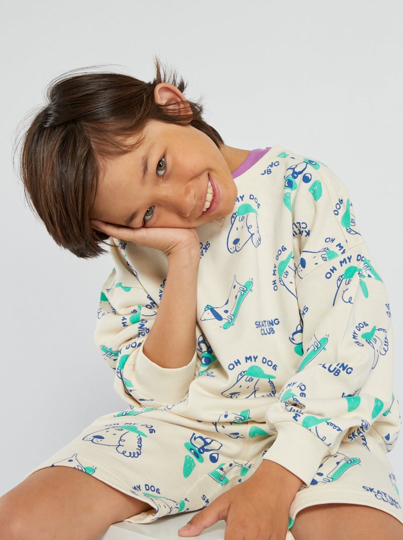 Sweat en molleton imprimé all over Blanc - Kiabi