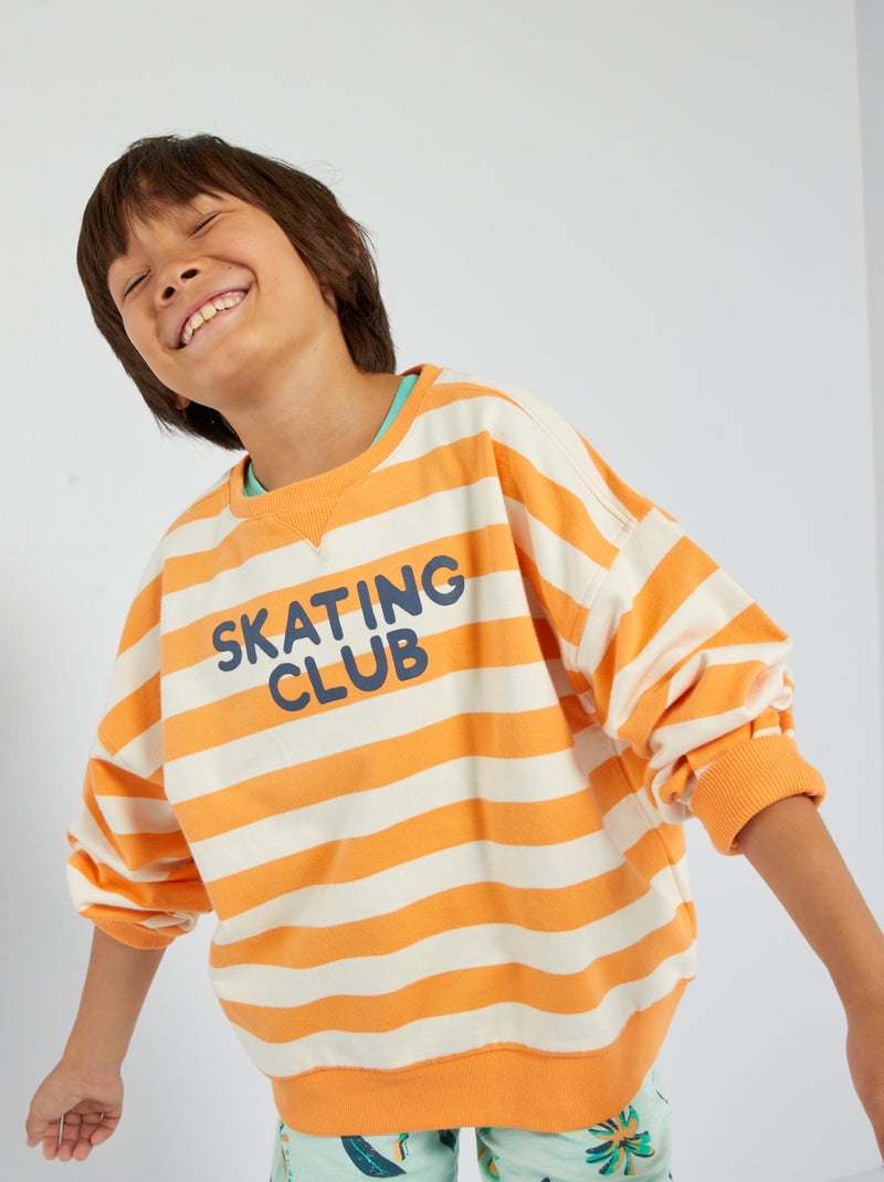 Sweat en molleton imprimé all over Orange - Kiabi