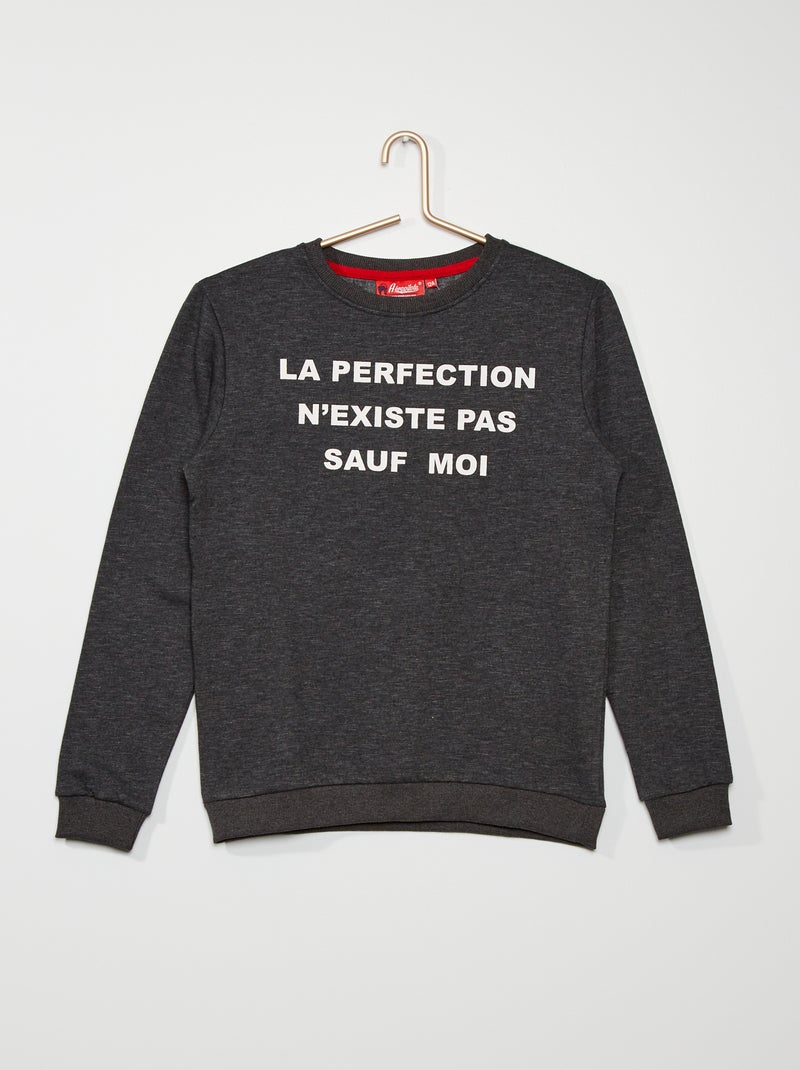 Sweat en molleton imprimé anthracite - Kiabi