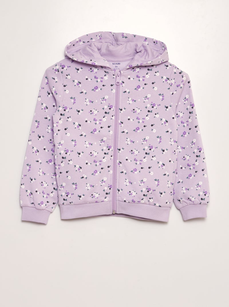 Sweat en molleton imprimé avec capuche Violet - Kiabi