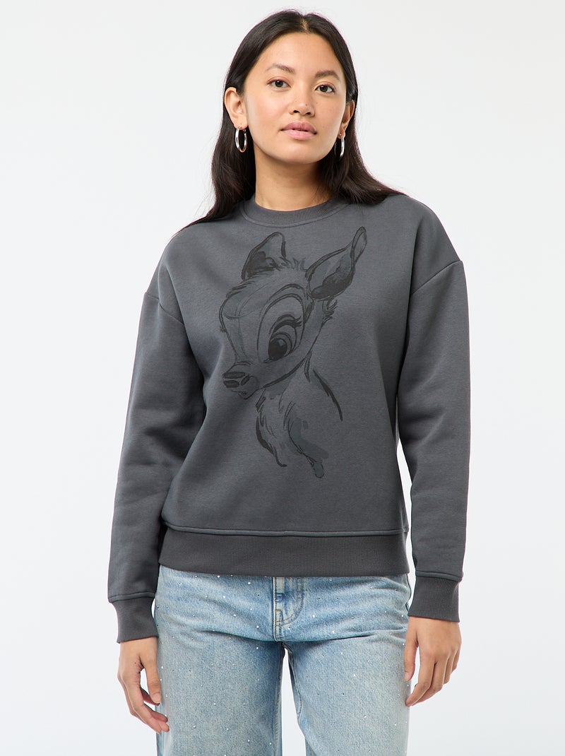 Sweat en molleton imprimé 'Bambi' Gris - Kiabi