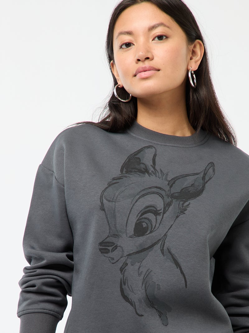 Sweat en molleton imprimé 'Bambi' Gris - Kiabi