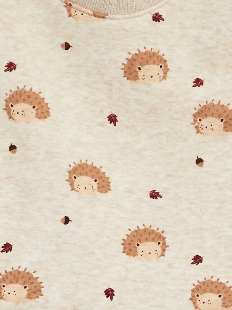 Sweat en molleton imprimé Beige - Kiabi