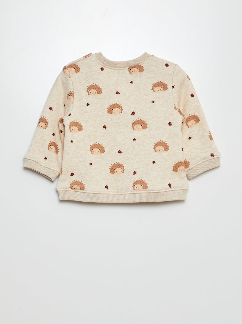 Sweat en molleton imprimé Beige - Kiabi