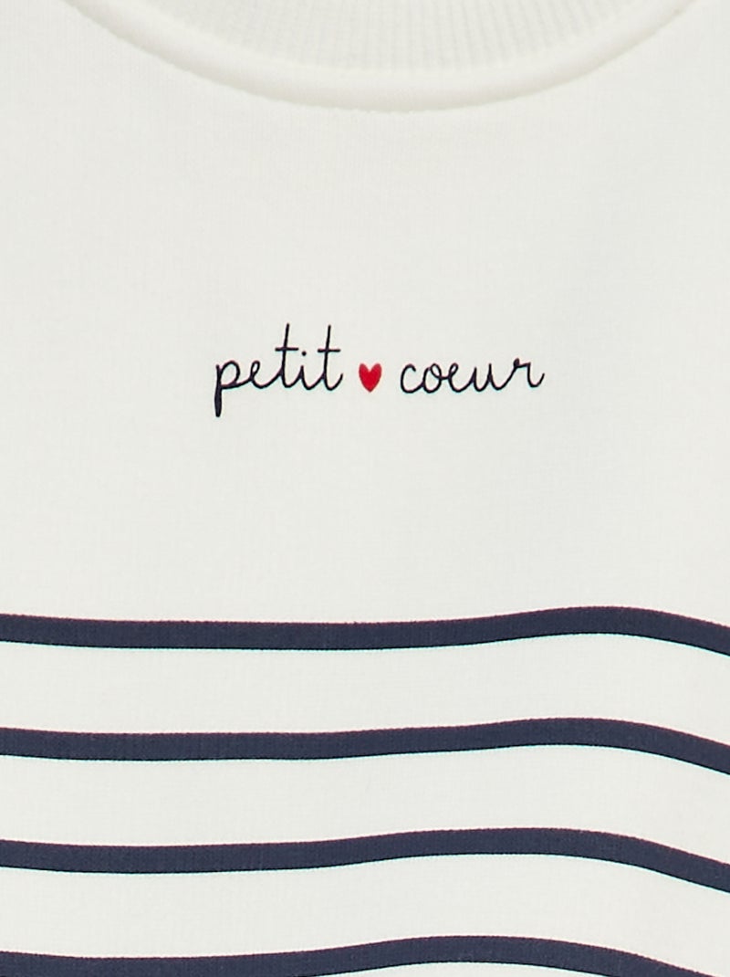 Sweat en molleton imprimé Blanc rayé - Kiabi