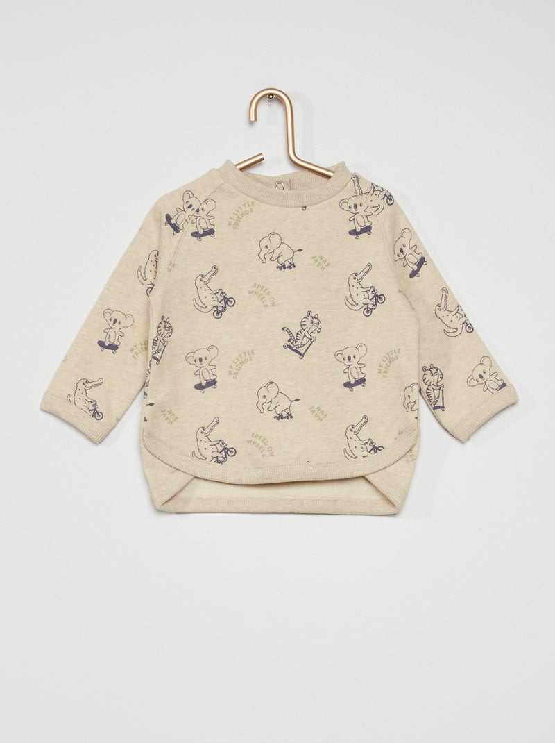 Sweat en molleton imprimé blanc - Kiabi