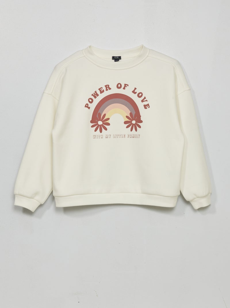 Sweat en molleton imprimé Blanc - Kiabi