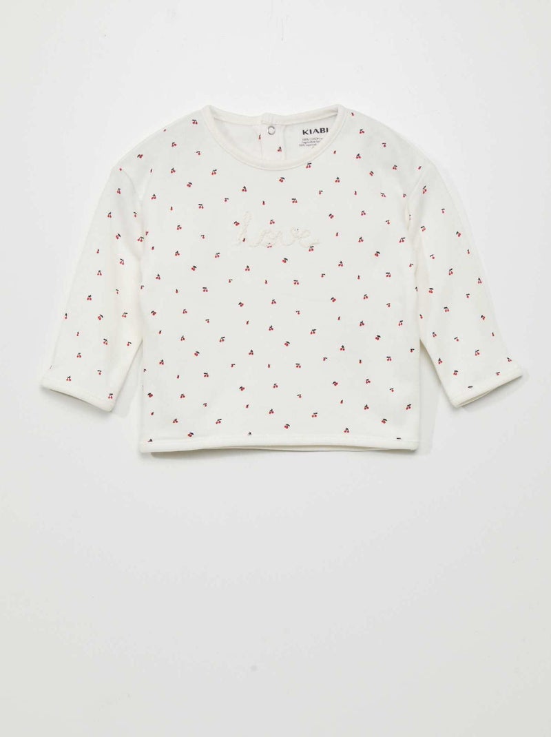 Sweat en molleton imprimé Blanc/cerise - Kiabi