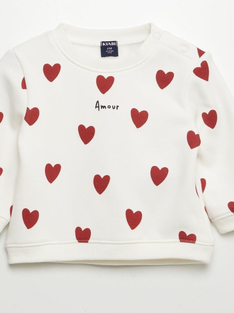 Sweat en molleton imprimé Blanc/rouge - Kiabi