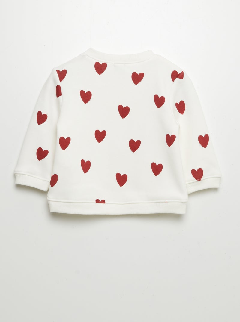 Sweat en molleton imprimé Blanc/rouge - Kiabi