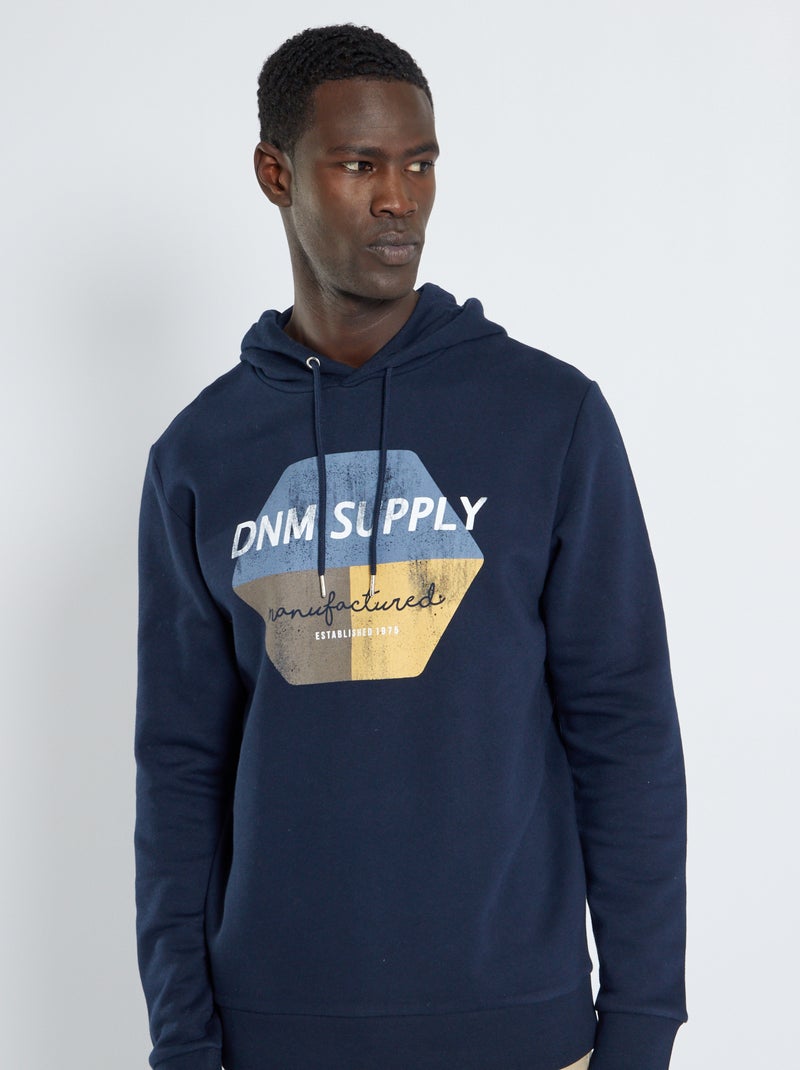 Sweat en molleton imprimé bleu marine - Kiabi