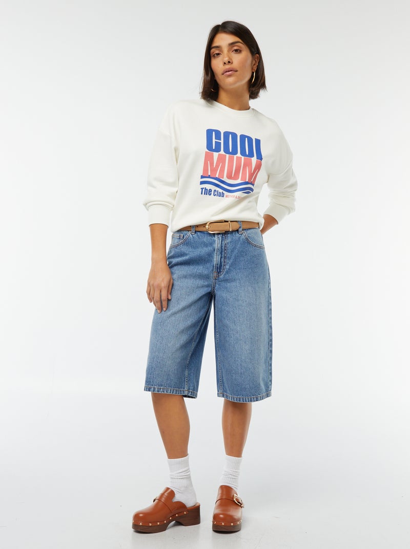 Sweat en molleton imprimé 'cool mum' BLANC - Kiabi