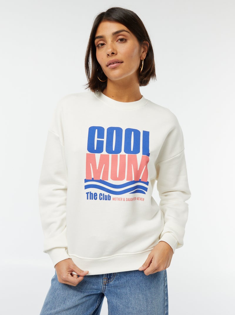 Sweat en molleton imprimé 'cool mum' BLANC - Kiabi