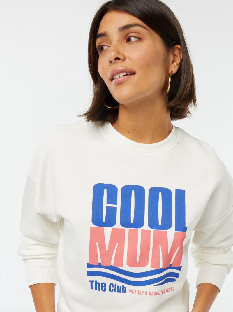 Sweat en molleton imprimé 'cool mum' BLANC - Kiabi