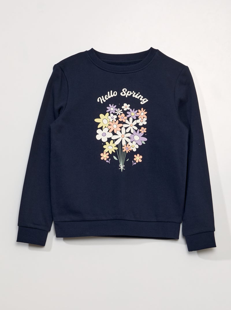 Sweat en molleton imprimé fantaisie Bleu marine - Kiabi