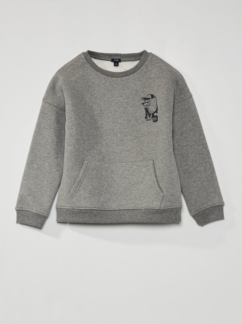 Sweat en molleton imprimé Gris - Kiabi