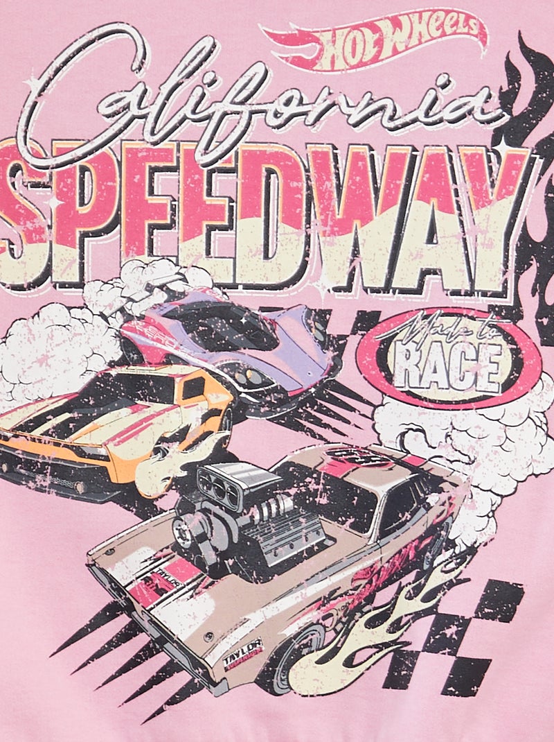 Sweat en molleton imprimé 'Hot Wheels' Rose - Kiabi