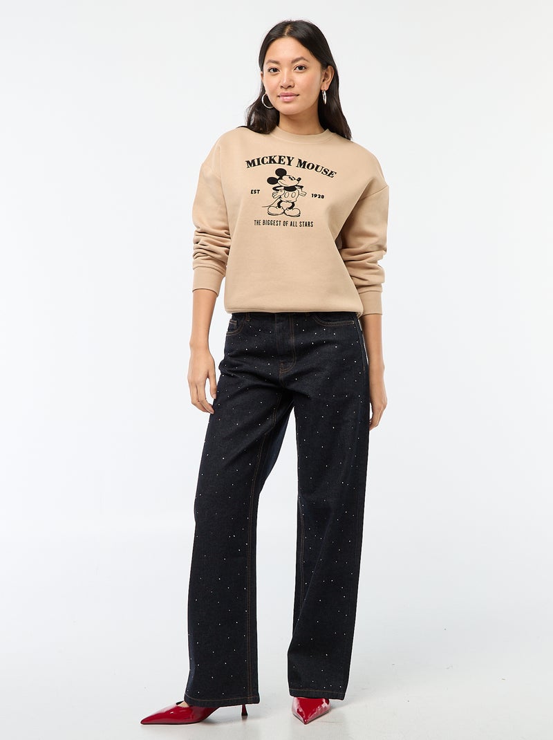 Sweat en molleton imprimé 'Mickey' Beige - Kiabi