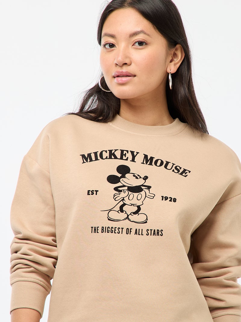 Sweat en molleton imprimé 'Mickey' Beige - Kiabi