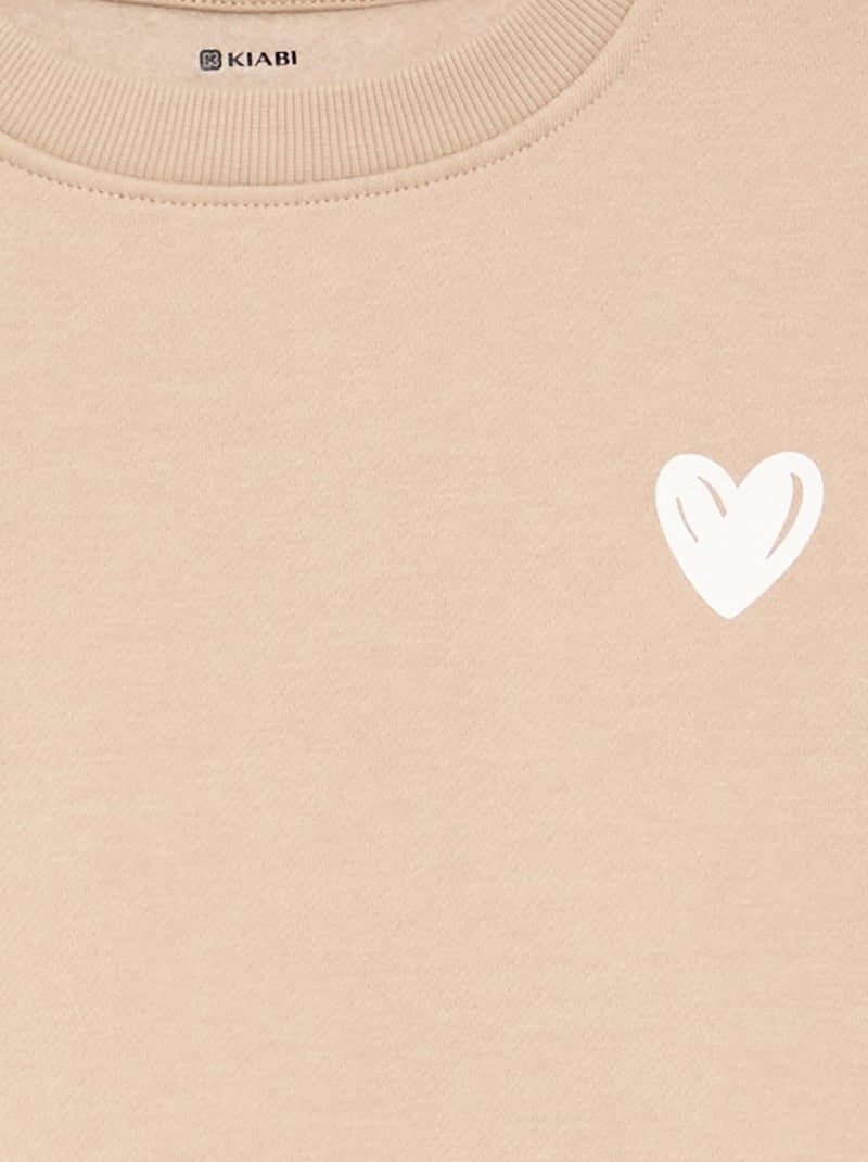 Sweat en molleton imprimé poitrine Beige - Kiabi