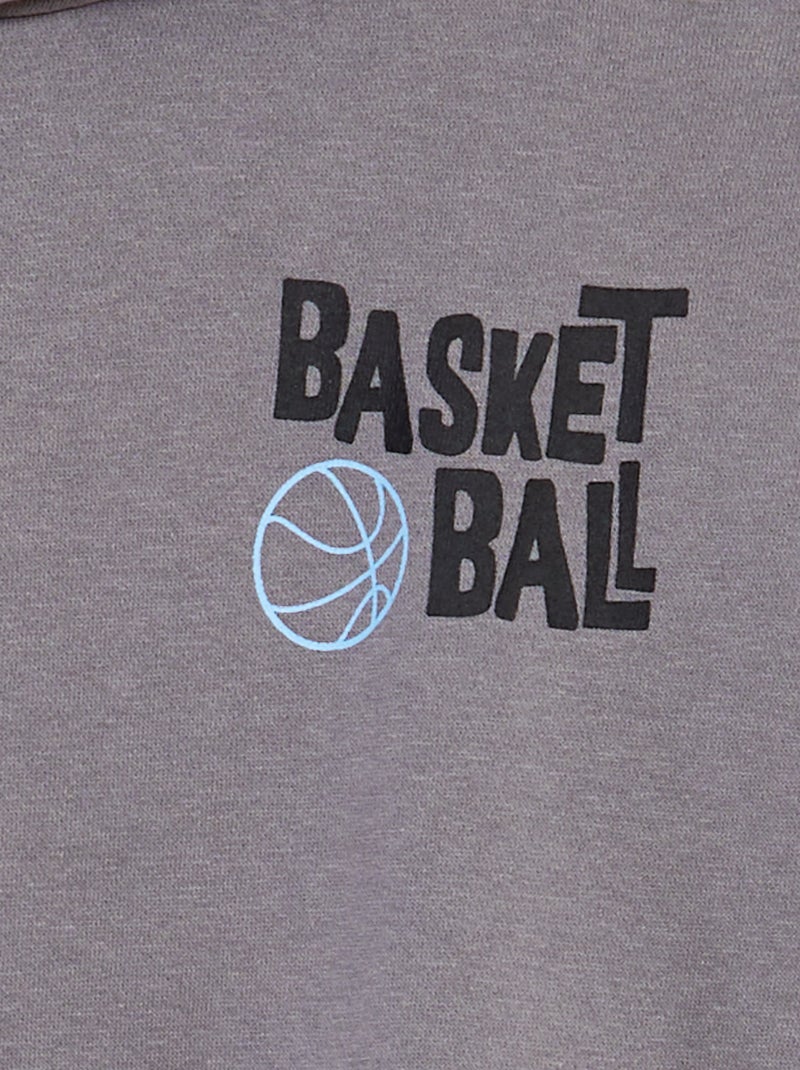 Sweat en molleton imprimé recto-verso Gris chiné - Kiabi