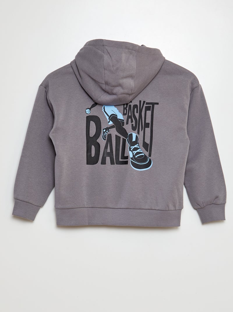 Sweat en molleton imprimé recto-verso Gris chiné - Kiabi