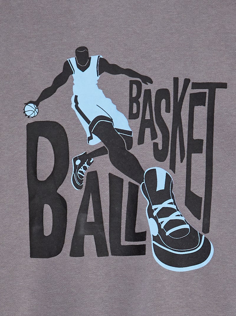 Sweat en molleton imprimé recto-verso Gris chiné - Kiabi