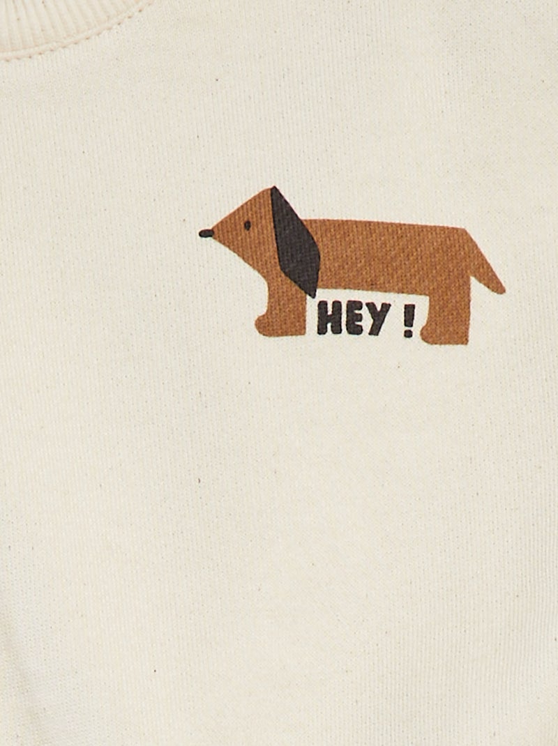 Sweat en molleton imprimé recto/verso Ecru - Kiabi