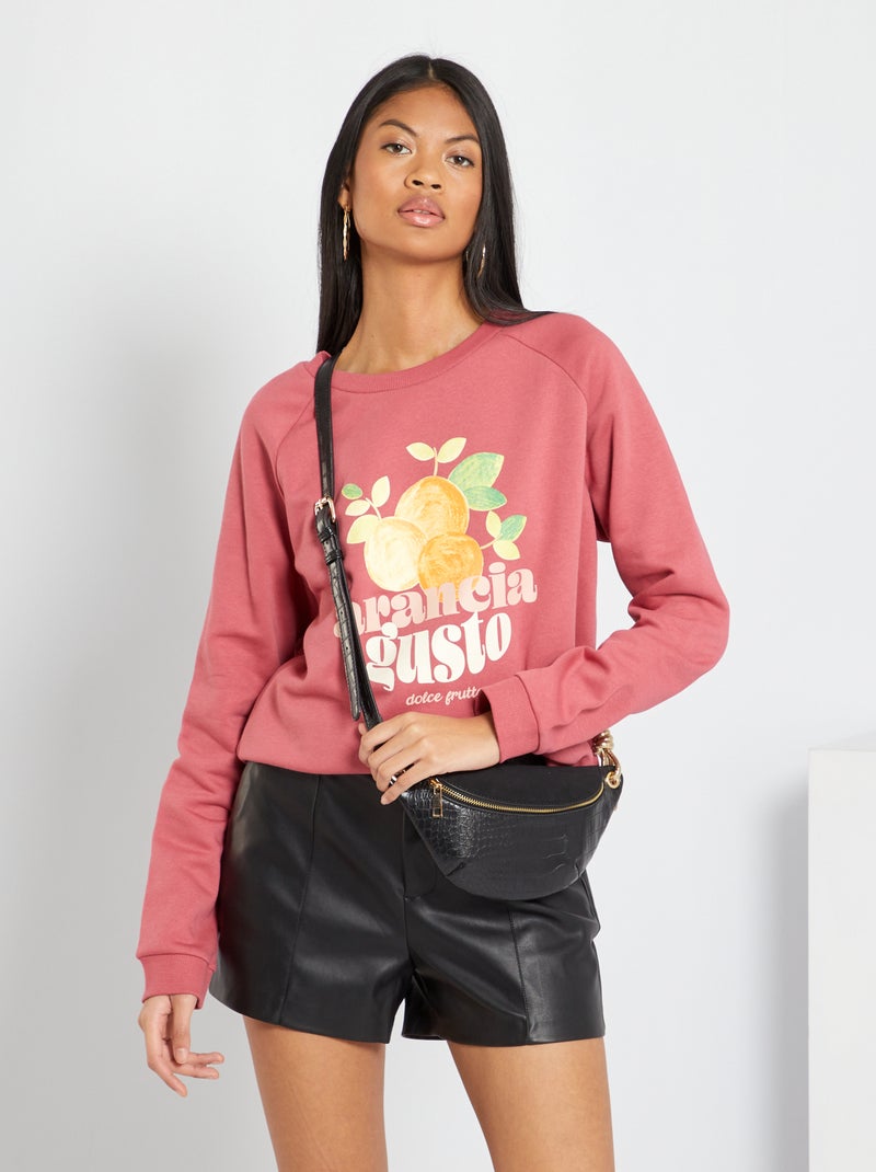 Sweat en molleton imprimé rose - Kiabi