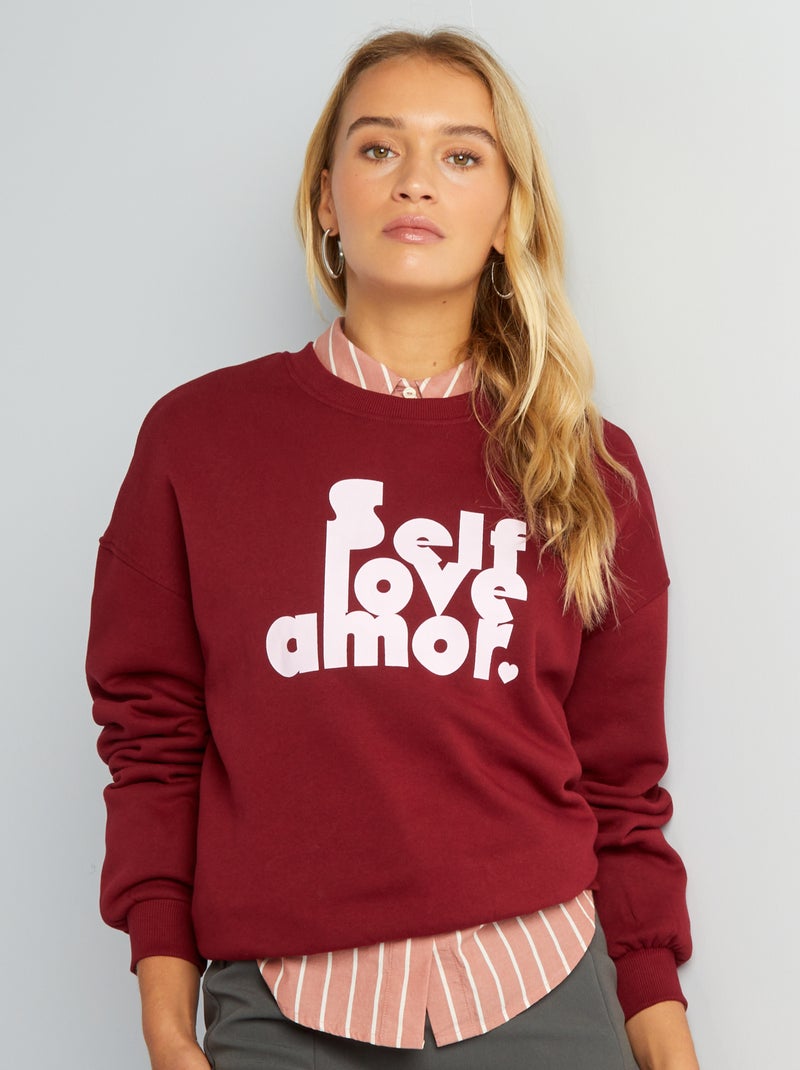 Sweat en molleton imprimé Rouge - Kiabi