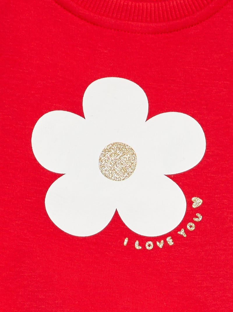 Sweat en molleton imprimé Rouge - Kiabi