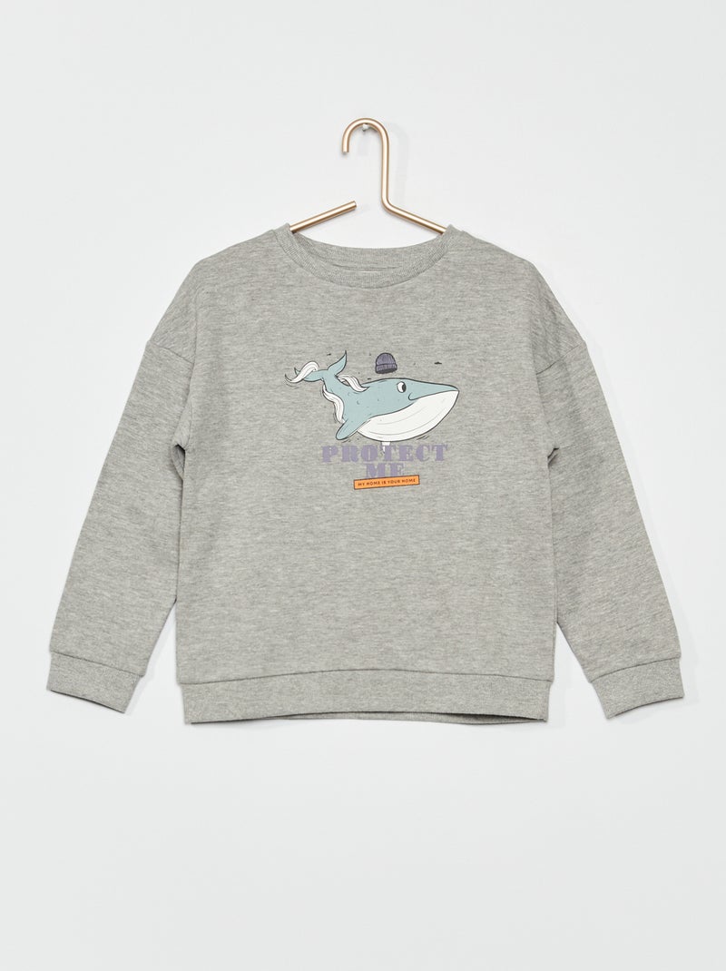 Sweat en molleton imprimé 'tigre' GRIS - Kiabi