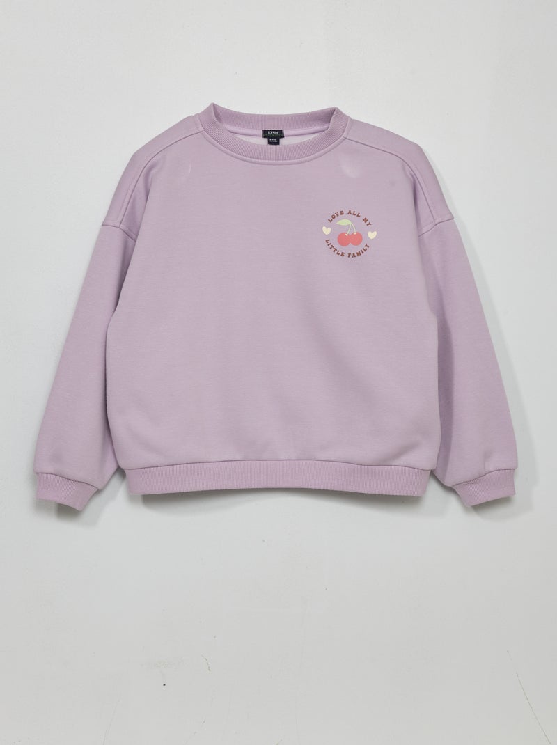 Sweat en molleton imprimé Violet - Kiabi