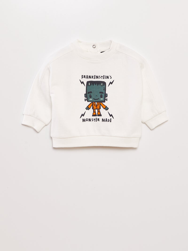 Sweat en molleton 'Le Monstre de Frankenstein' - Halloween Blanc - Kiabi
