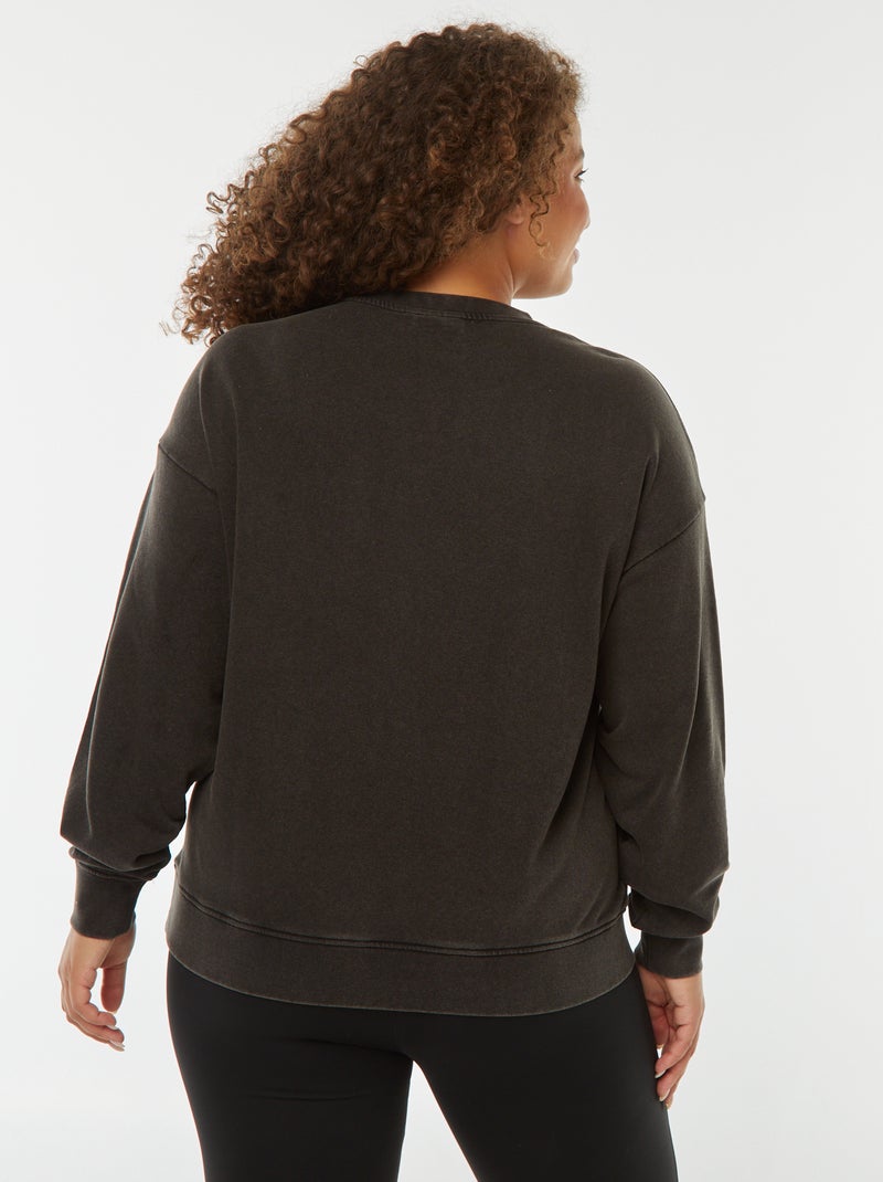 Sweat en molleton léger avec étoiles en strass Noir - Kiabi