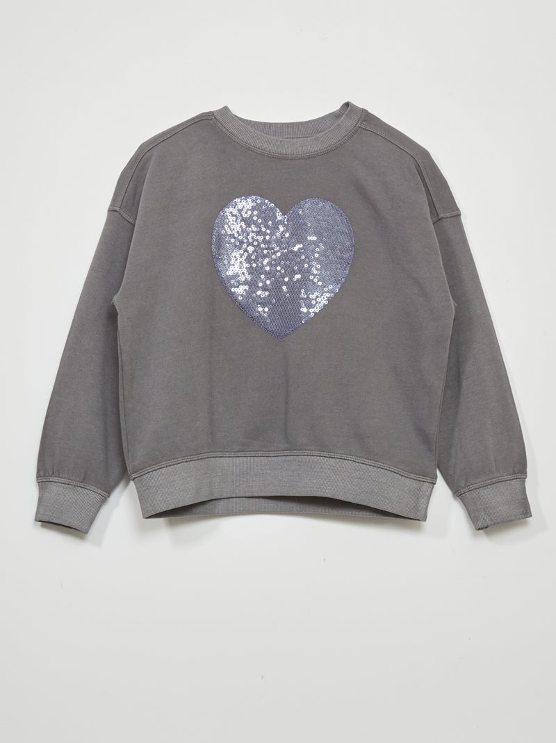 Sweat en molleton léger avec imprimé Gris - Kiabi