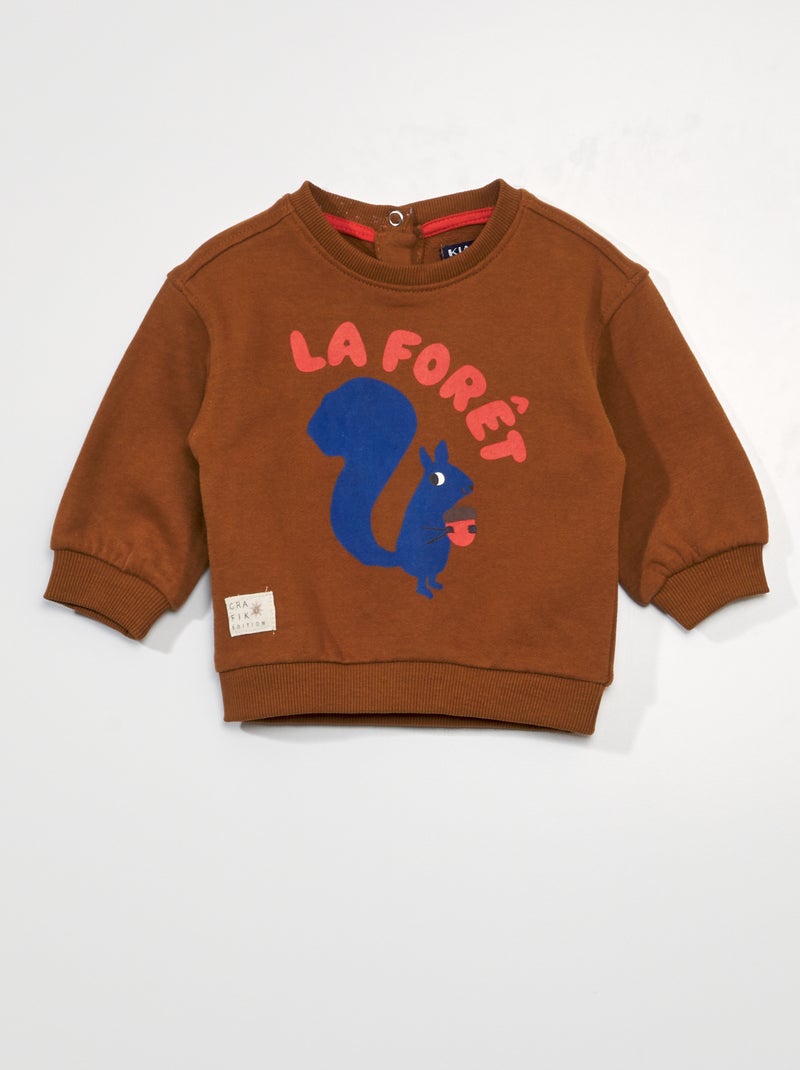 Sweat en molleton léger avec imprimé Marron clair - Kiabi