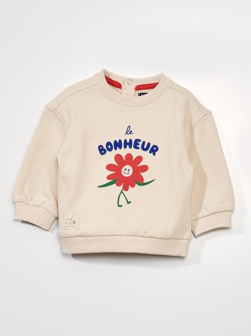Sweat en molleton léger avec ouverture dans le dos Beige - Kiabi