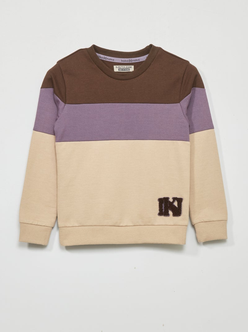 Sweat en molleton léger color block Marron - Kiabi