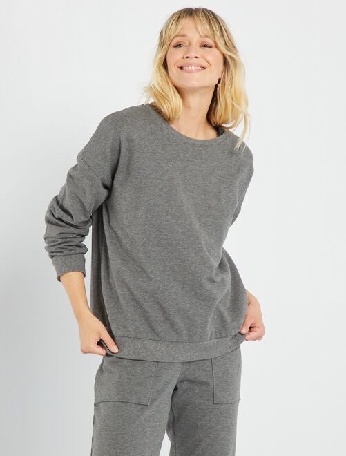 Sweat Femme Gris Clair Charlie Chaplin - Personnalisé, Coton, Manches Longues, Neuf Avec étiquettes