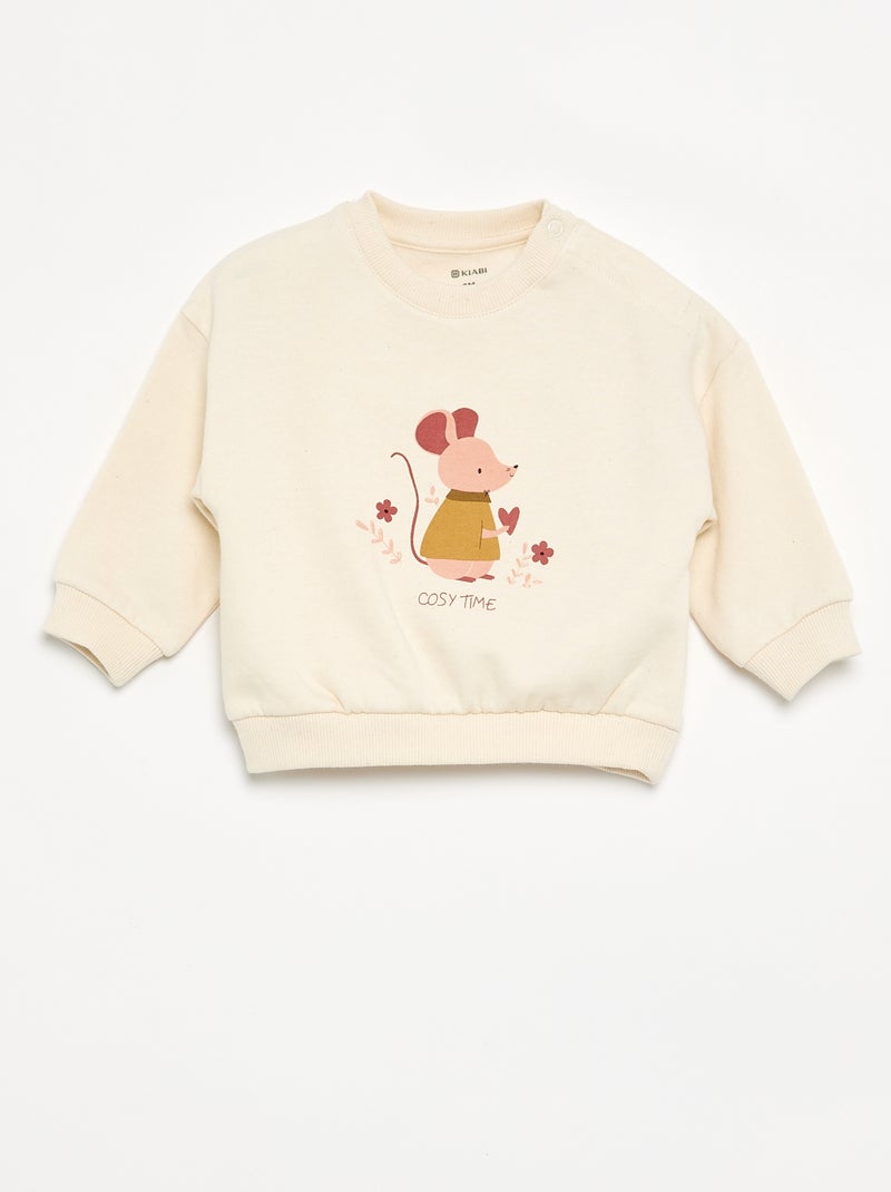 Sweat en molleton léger imprimé Beige - Kiabi