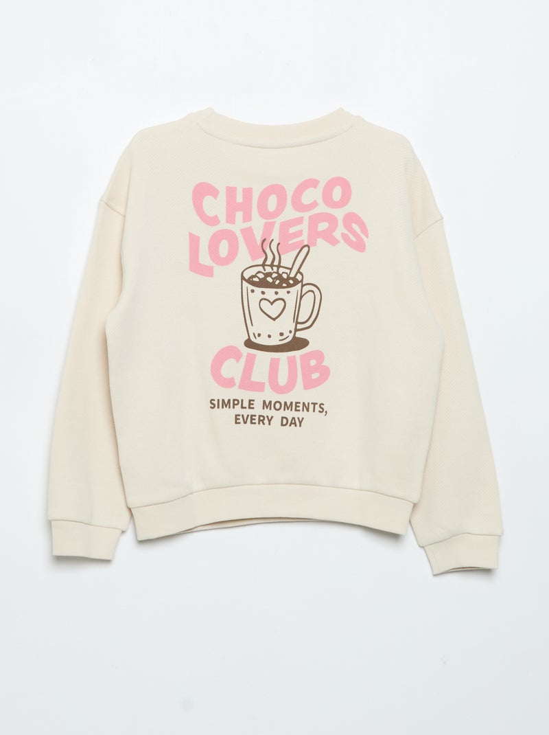 Sweat en molleton léger imprimé recto/verso Beige - Kiabi