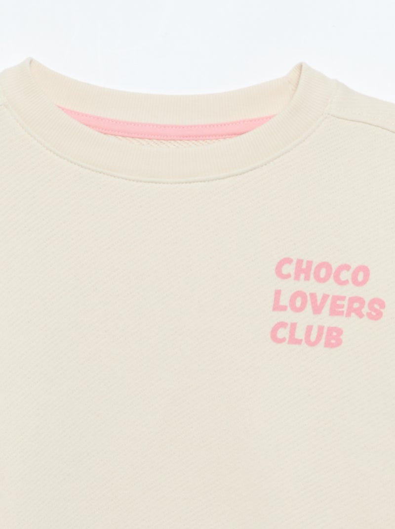 Sweat en molleton léger imprimé recto/verso Beige - Kiabi