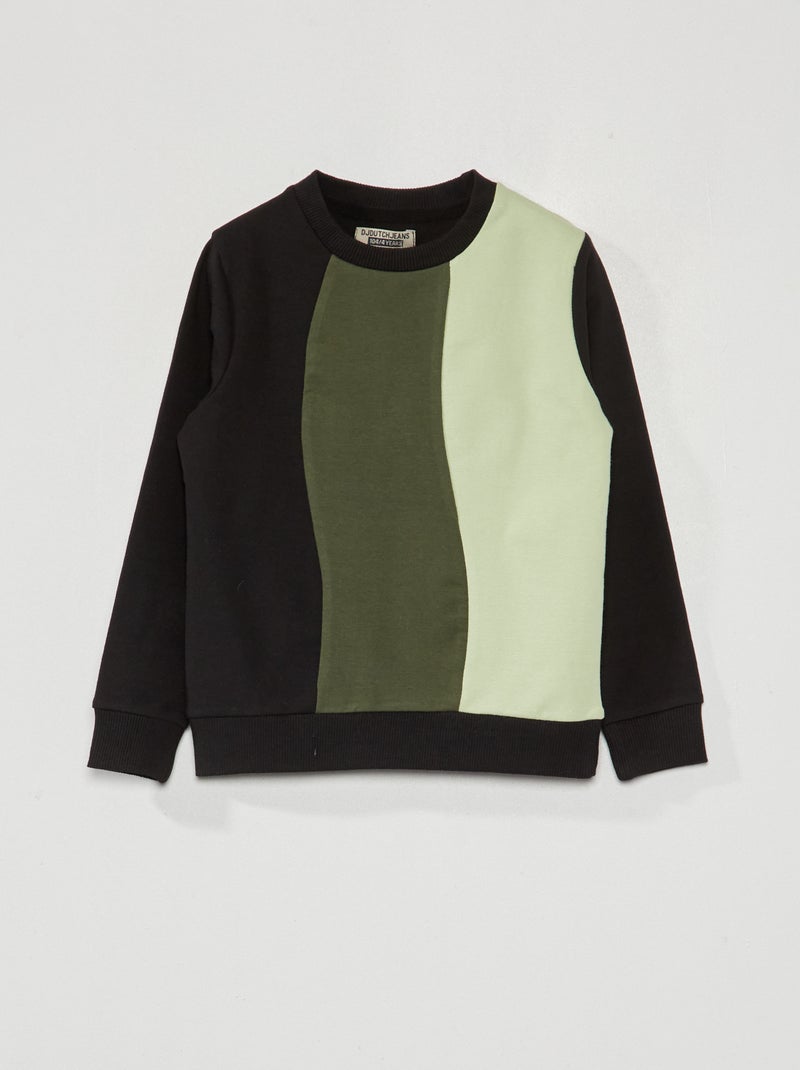 Sweat en molleton léger Noir/vert - Kiabi