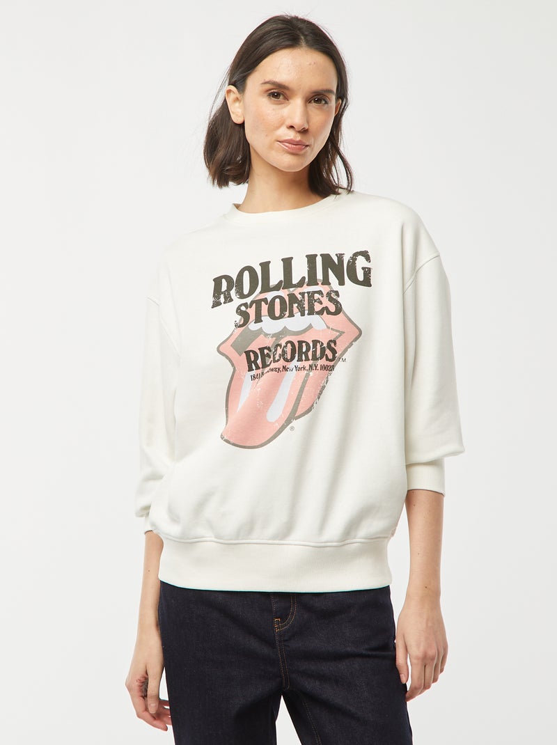 Sweat en molleton léger 'The Rolling Stones' Blanc - Kiabi