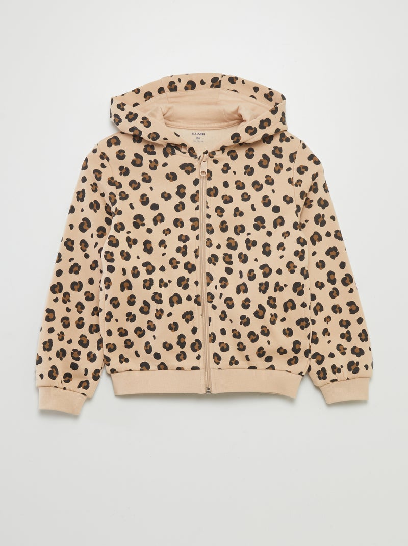 Sweat en molleton léopard avec capuche Beige léopard - Kiabi