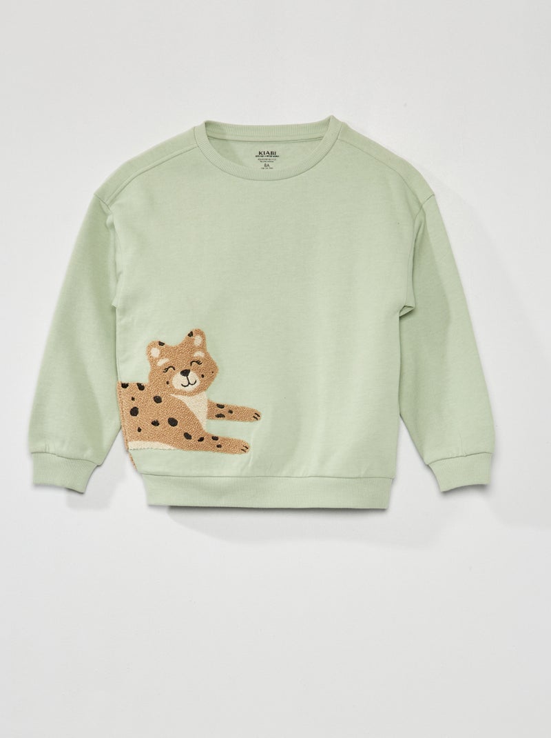 Sweat en molleton 'léopard' Bleu vert - Kiabi