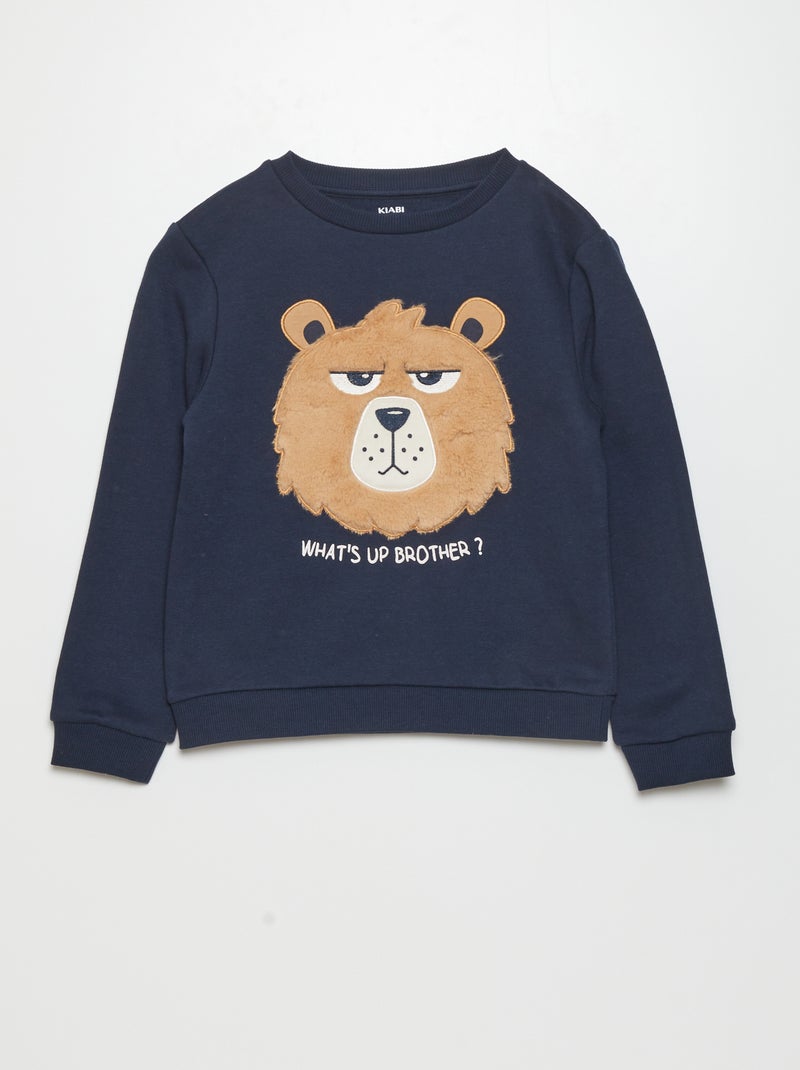 Sweat en molleton ludique Bleu marine - Kiabi
