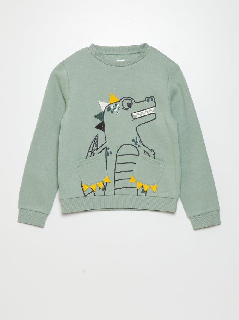 Sweat en molleton ludique Vert - Kiabi